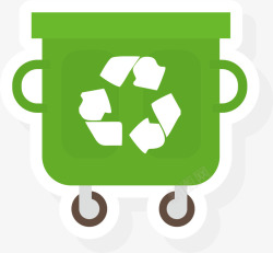 绿色卡通移动垃圾桶素材