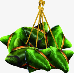 绿色水彩粽子食物素材