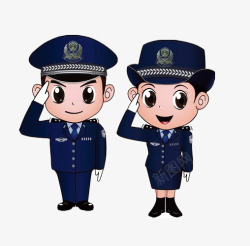 卡通情侣元素敬礼的警察高清图片