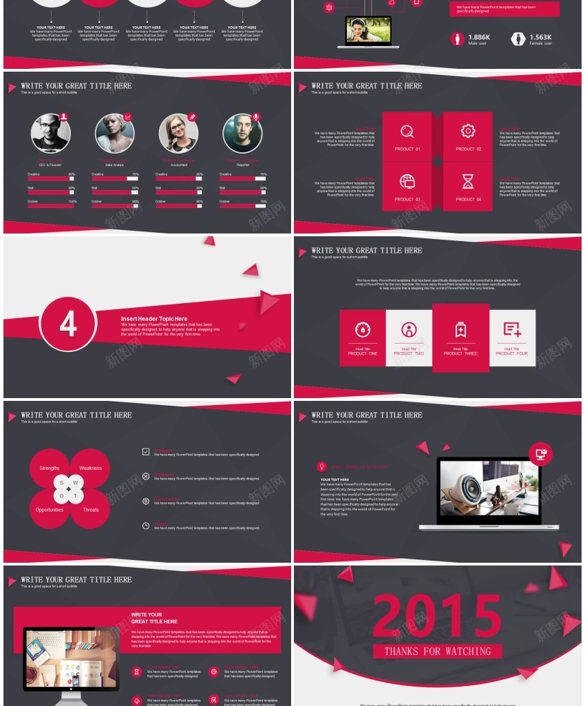 大气红黑欧美商务风项目汇报模板PPT模板_88icon https://88icon.com 商务 大气 模板 欧美 汇报 红黑 项目