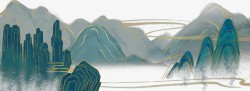 国潮中国风山水画手绘素材
