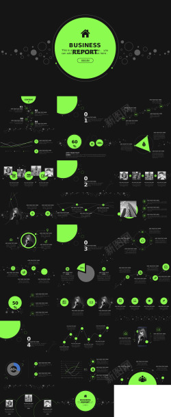 绿绿黑大气简约工作汇报PPT模板