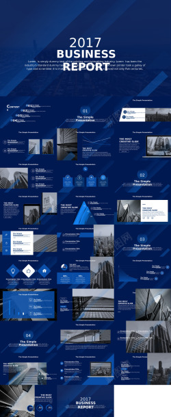 设置商务深蓝渐变商务汇报PPT模板