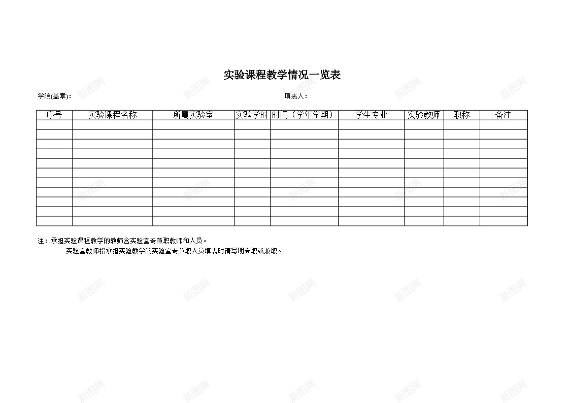 课程的实验教学开出情况一览表办公Excel_88icon https://88icon.com 一览表 实验教学 开出 情况 课程