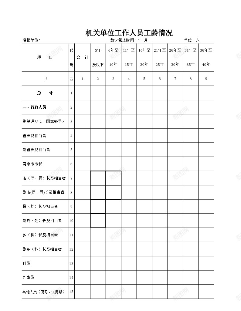 机关单位工作人员工龄情况办公Excel_88icon https://88icon.com 单位 工作人员 工龄 情况 机关