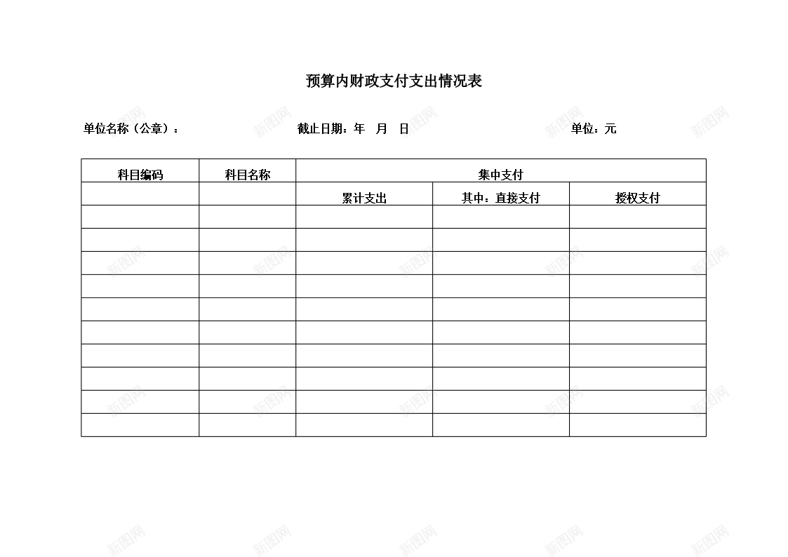 预算内财政支付支出情况表办公Excel_88icon https://88icon.com 情况表 支付 支出 财政 预算内