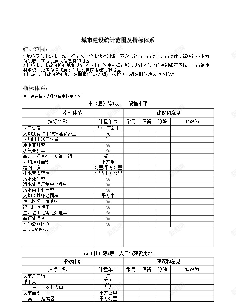 城市建设统计范围及指标体系办公Excel_88icon https://88icon.com 城市建设 指标体系 统计 范围