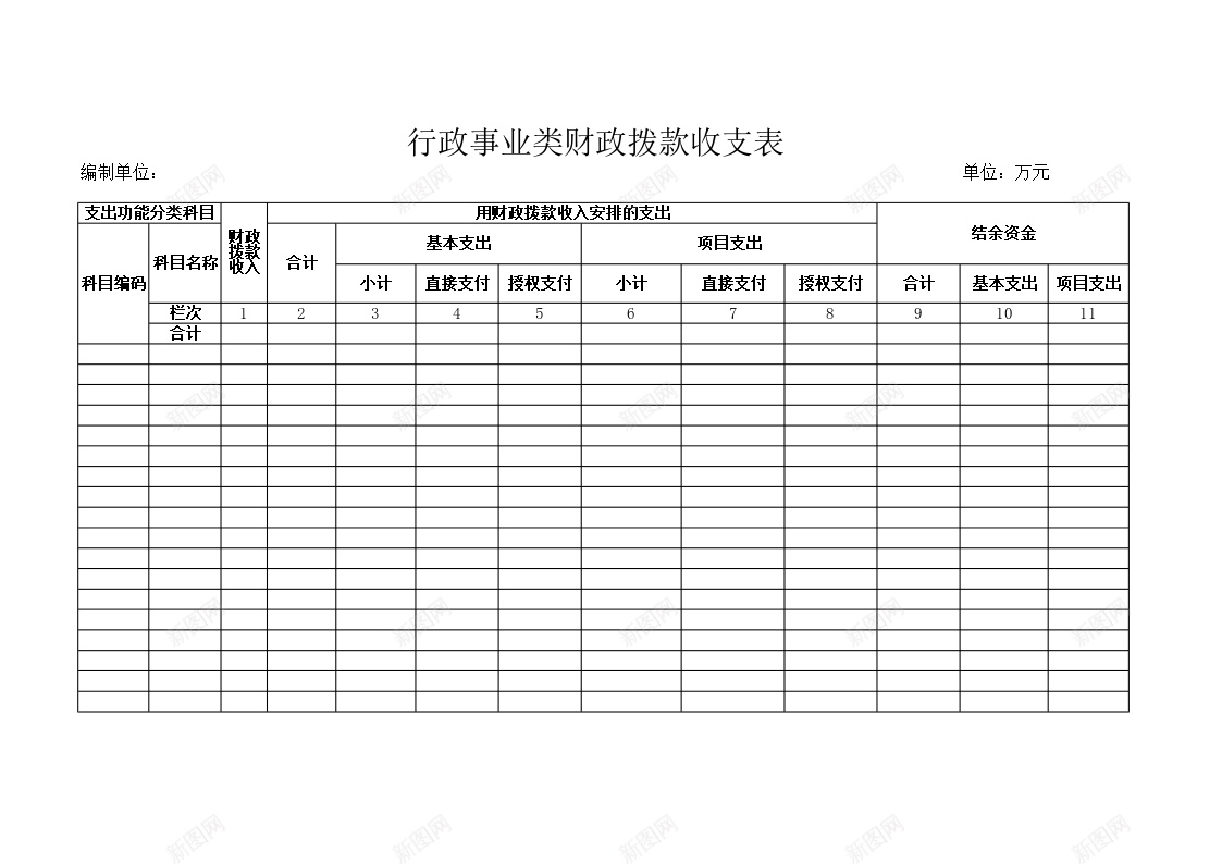 行政事业类财政拨款收支表办公Excel_88icon https://88icon.com 事业 拨款 收支 行政 财政