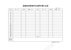 国家免费家庭经济困难学生免费申请汇总表