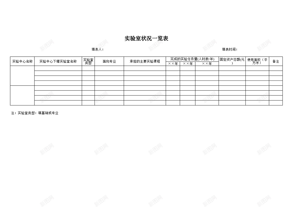 实验室状况一览表办公Excel_88icon https://88icon.com 一览表 实验室 状况