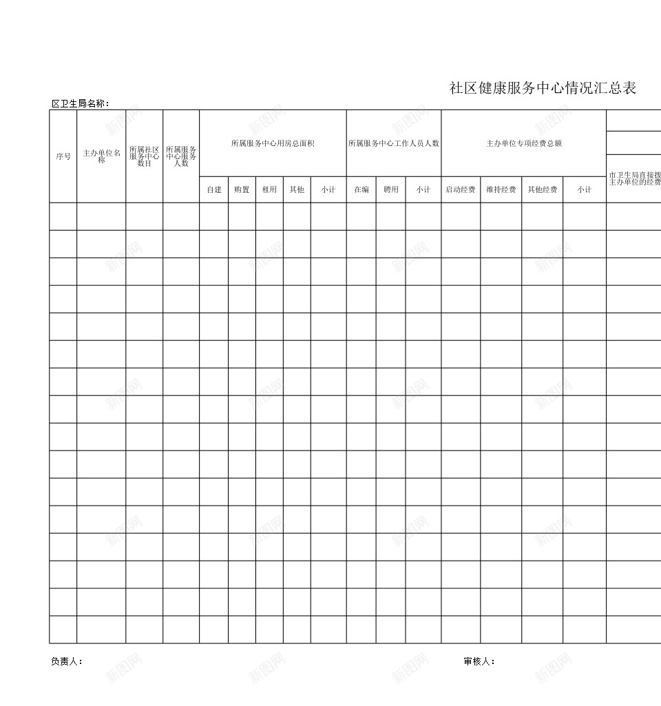 社区健康服务中心情况汇总表办公Excel_88icon https://88icon.com 健康 情况 服务中心 汇总表 社区