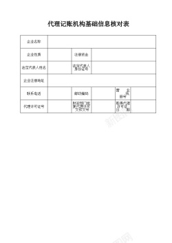 代理记账机构基础信息核对表