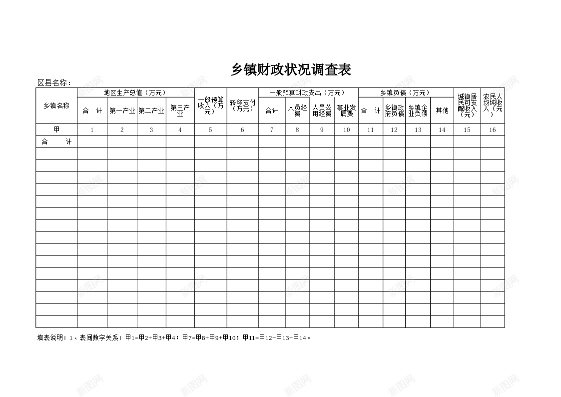 乡镇财政状况调查表办公Excel_88icon https://88icon.com 乡镇 状况 调查表 财政