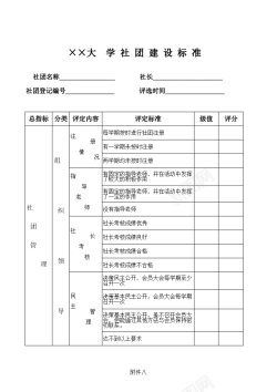 大学社团建设标准表