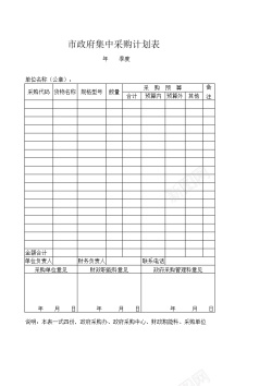 表块市政府集中采购计划表