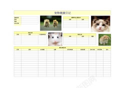 彩绘宠物宠物健康日记Excel图表模板