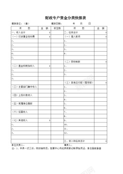 财政专户资金分类快报表