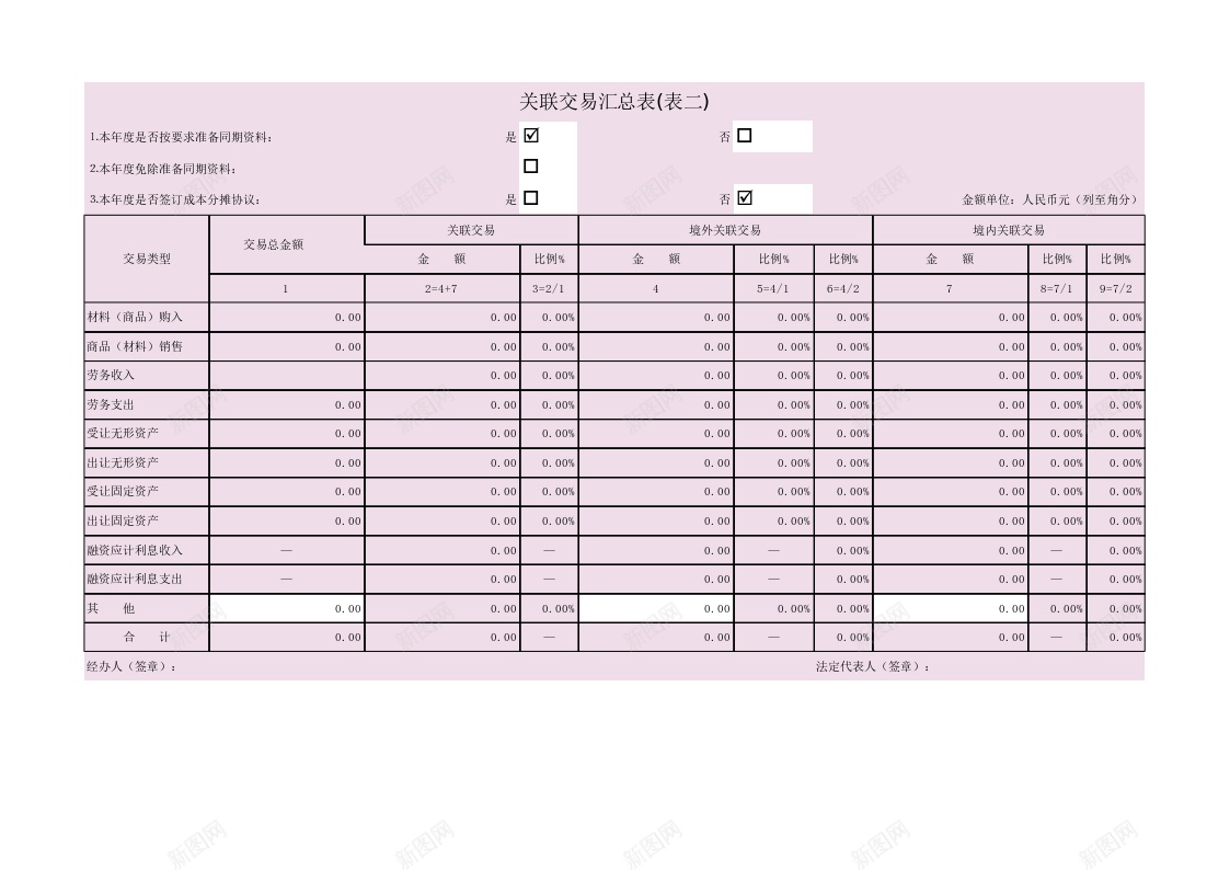 表关联交易汇总表办公Excel_88icon https://88icon.com 关联交易 汇总表