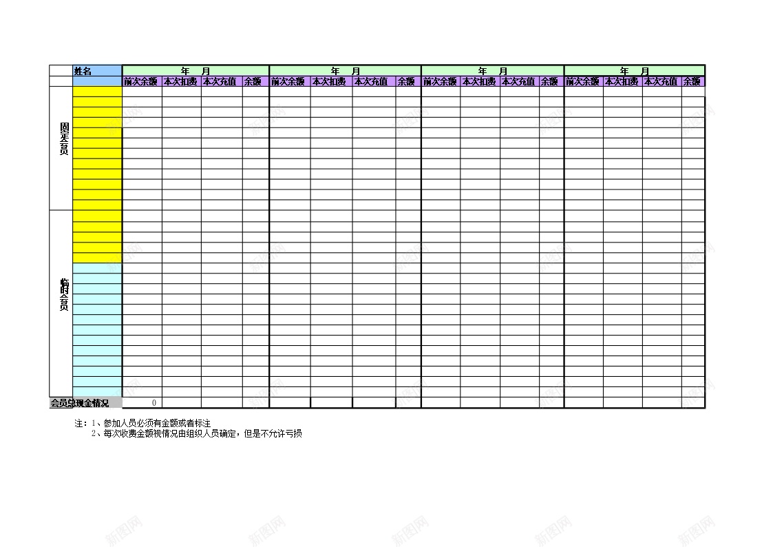 会员费用结算表办公Excel_88icon https://88icon.com 会员 会员费 结算 费用