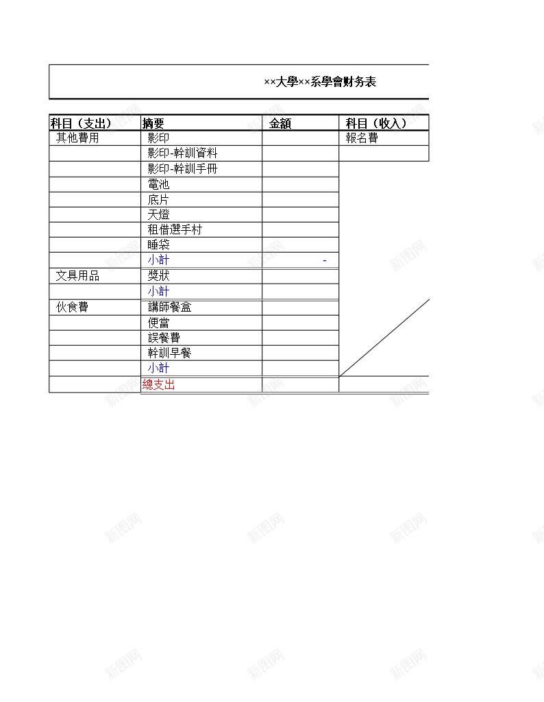 大学院系资金财物表办公Excel_88icon https://88icon.com 大学 大学院 财物 资金 院系