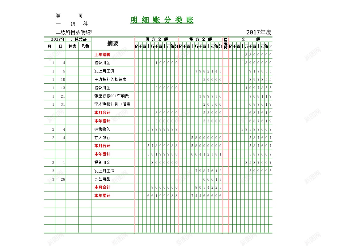 00明细账办公Excel_88icon https://88icon.com 明细账