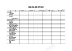 步骤表能源及维修费用明细表