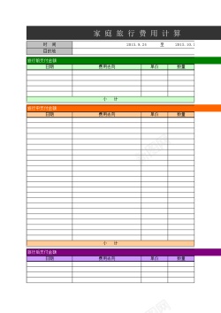目录设计模板旅行费用计算Excel图表模板