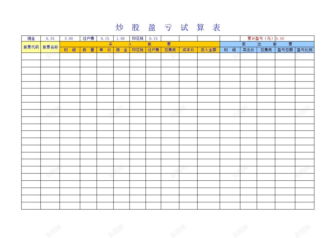 股市赢利试算表办公Excel_88icon https://88icon.com 股市 试算表 赢利