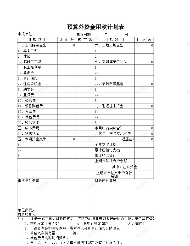 预算外资金用款计划表办公Excel_88icon https://88icon.com 用款 计划表 预算外资金