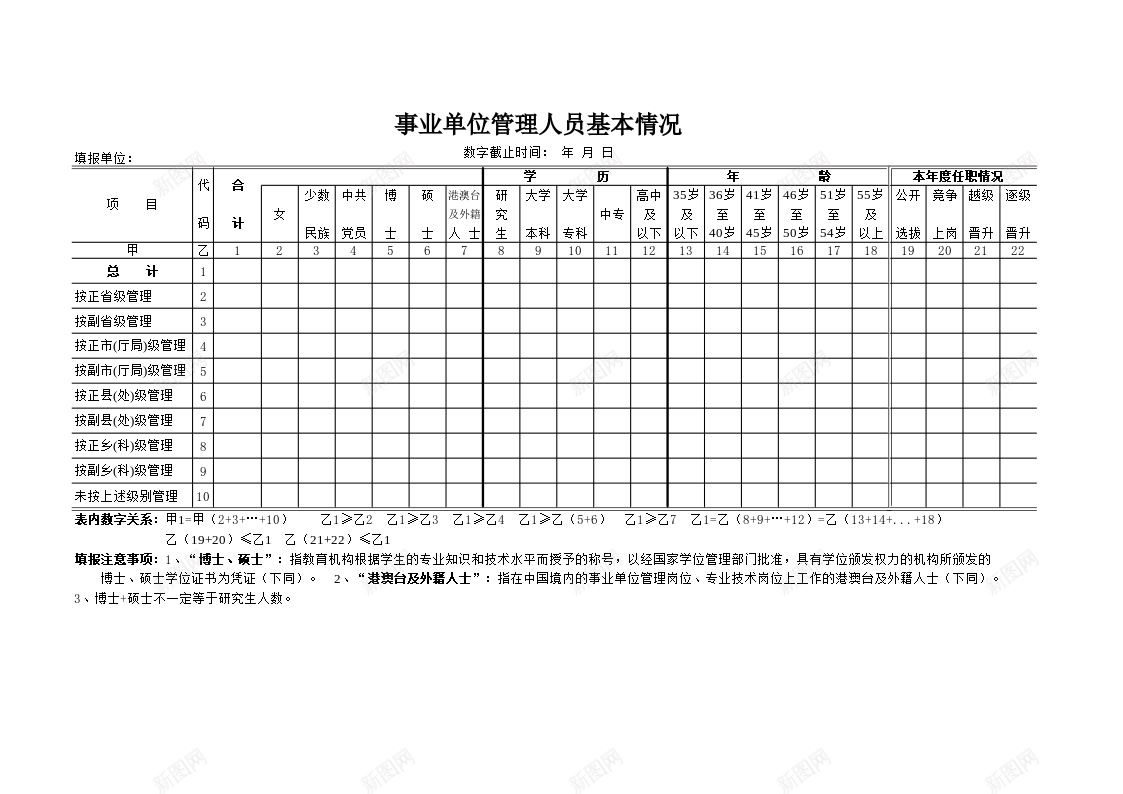 事业单位管理人员基本情况表办公Excel_88icon https://88icon.com 事业单位 人员 基本 基本情况 情况表 管理 管理人