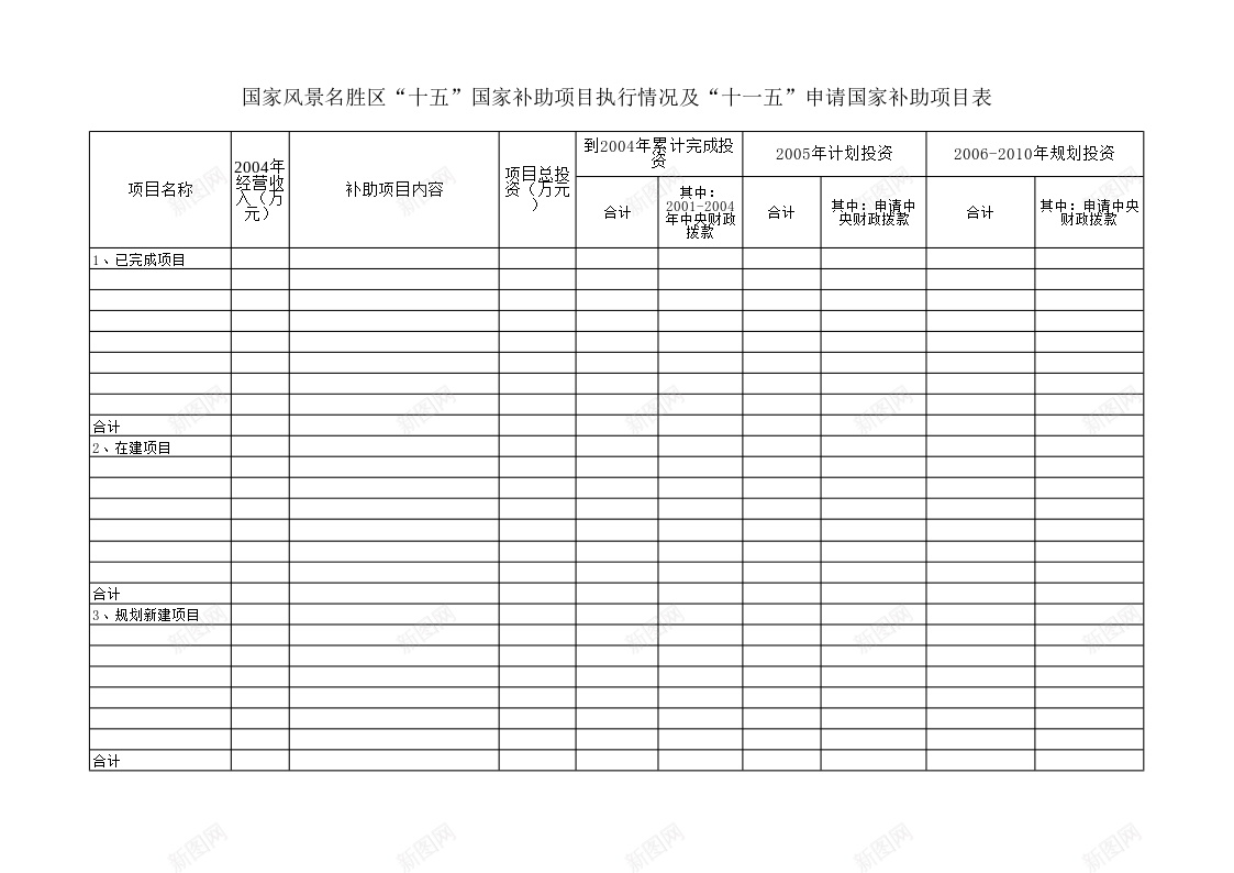 国家风景名胜区申请国家补助项目表办公Excel_88icon https://88icon.com 名胜区 国家 申请 申请国 补助 项目表 风景 风景名胜