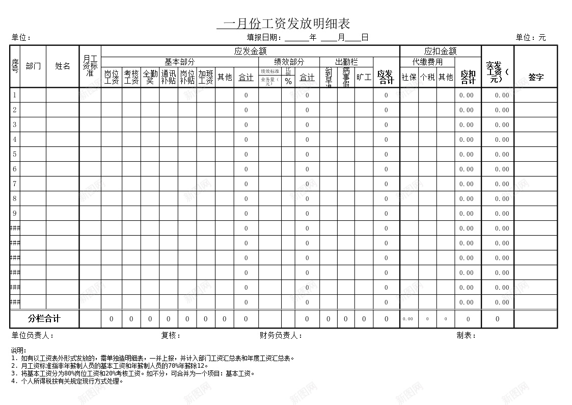 工资条表格办公Excel_88icon https://88icon.com 工资 表格