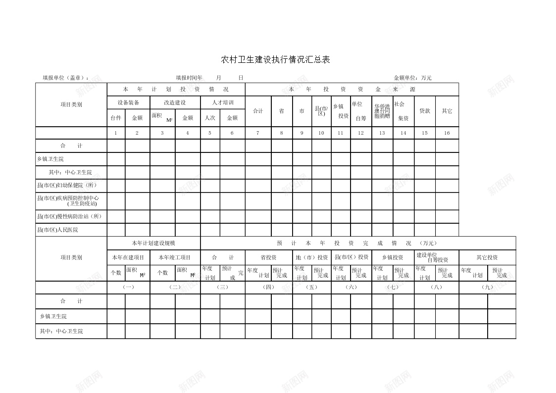 农村卫生建设执行情况汇总表办公Excel_88icon https://88icon.com 农村 卫生 建设 执行情况 汇总表