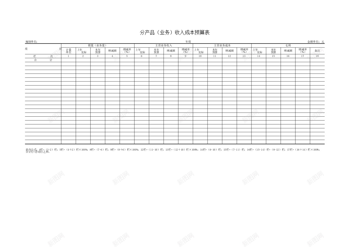 分产品业务收入成本预算表办公Excel_88icon https://88icon.com 业务 产品 成本 收入 预算