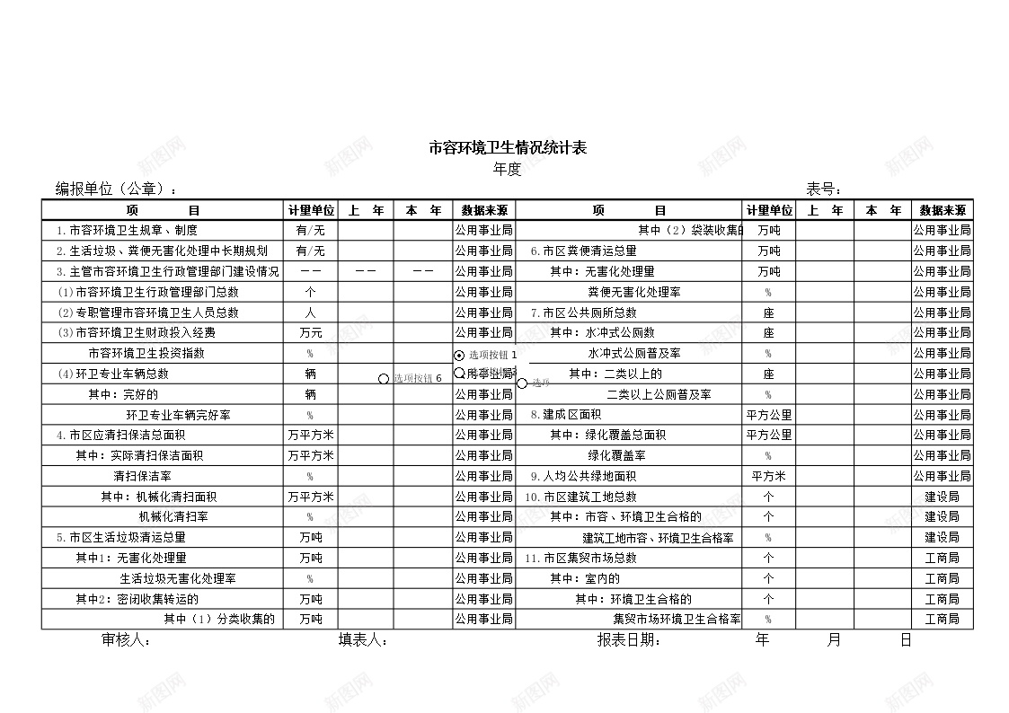 市容环境卫生情况统计表办公Excel_88icon https://88icon.com 市容 情况 环境卫生 统计表