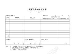 变更住房补贴汇总表Excel图表模板