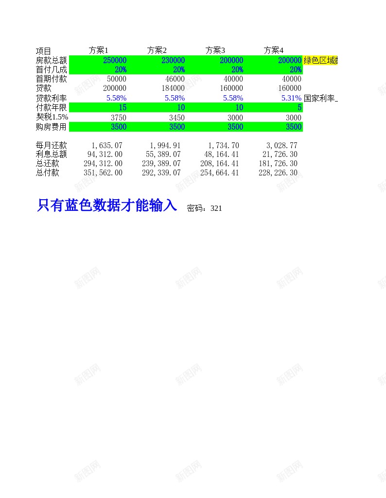 房屋按揭计算表办公Excel_88icon https://88icon.com 房屋 按揭 计算