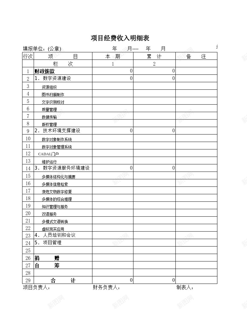 项目经费收入明细表办公Excel_88icon https://88icon.com 收入 明细表 经费 项目