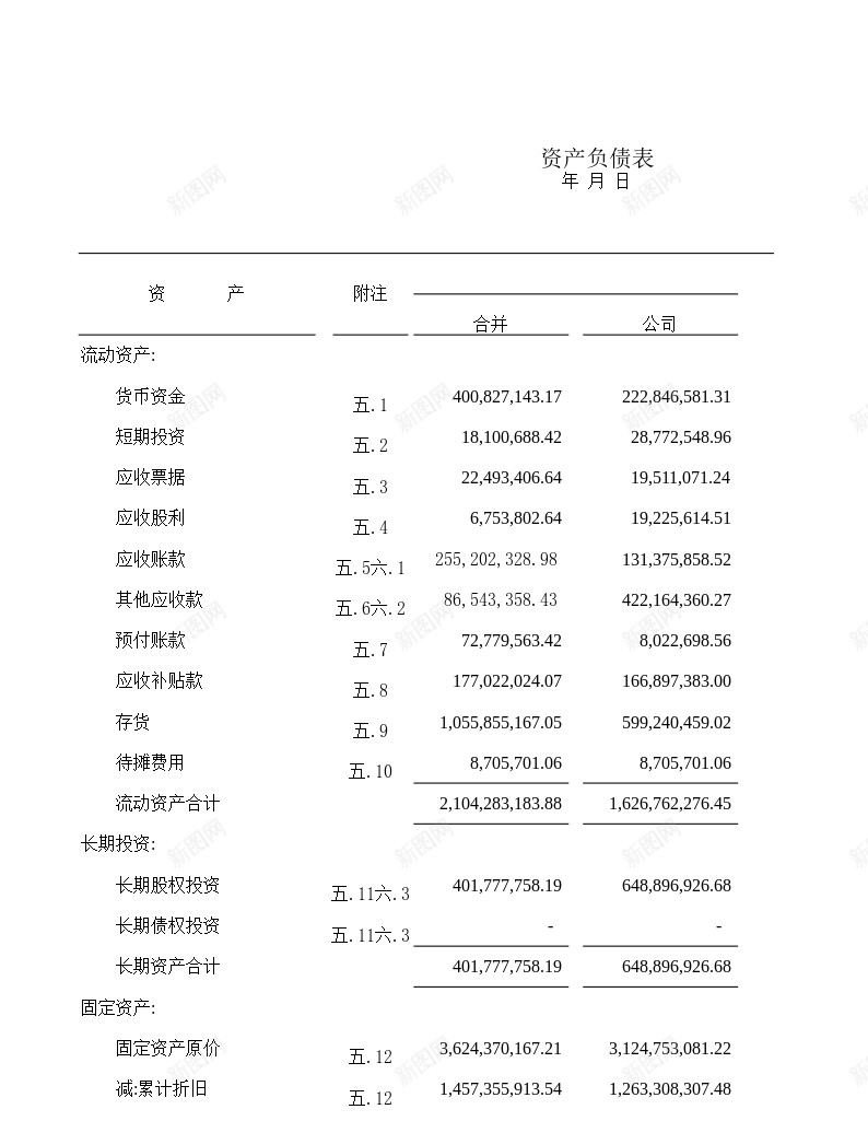 资产负债表7办公Excel_88icon https://88icon.com 资产负债表