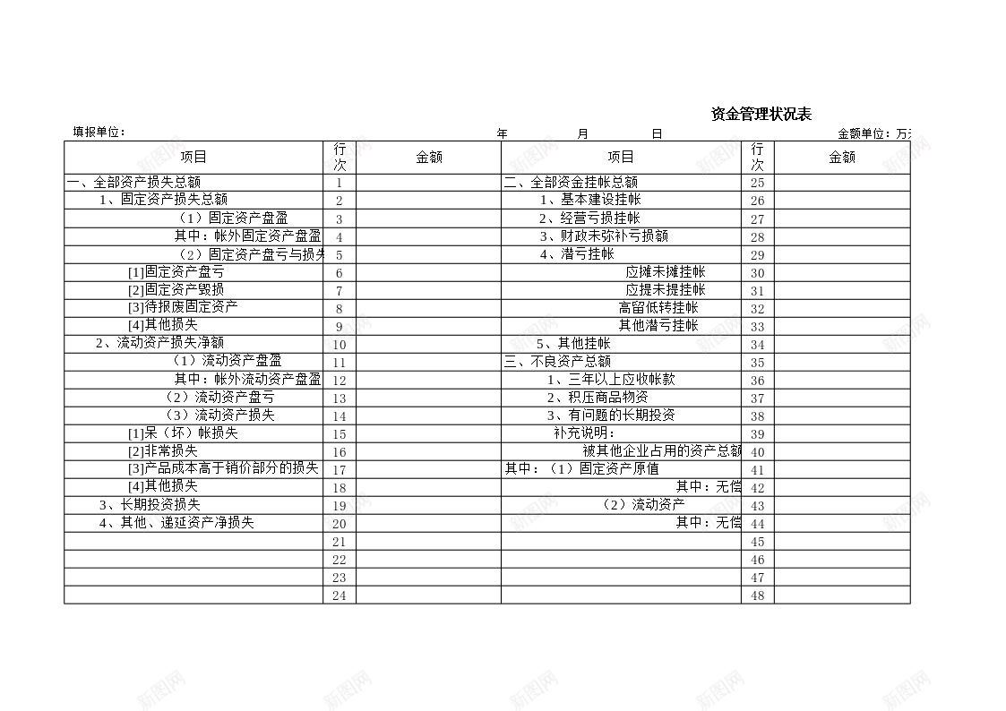 资金管理状况表办公Excel_88icon https://88icon.com 状况 管理 资金