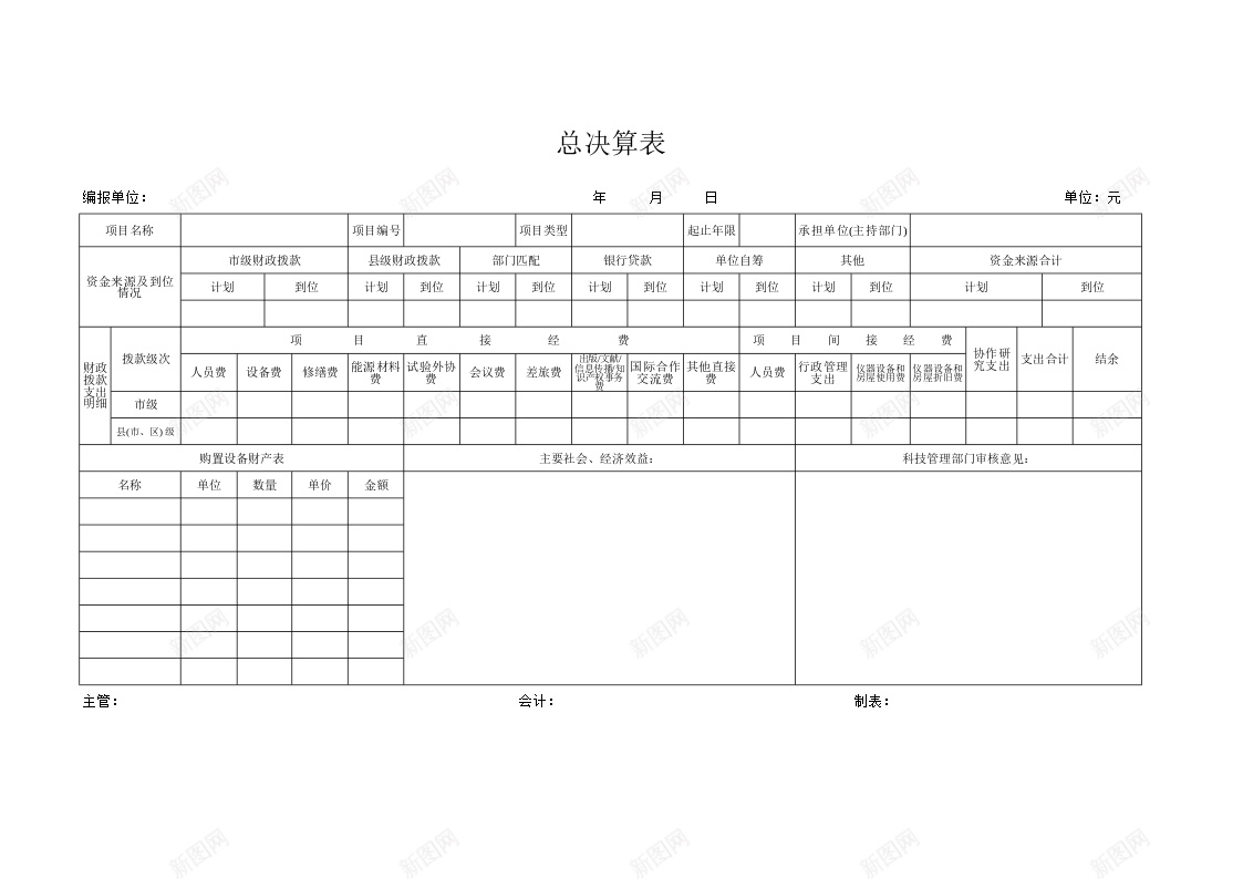 总决算表办公Excel_88icon https://88icon.com 决算