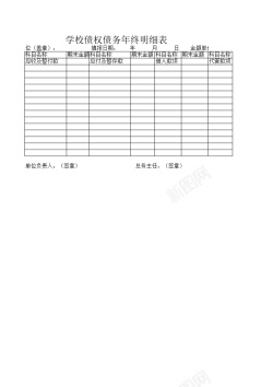 学校工具学校债权债务年终明细表