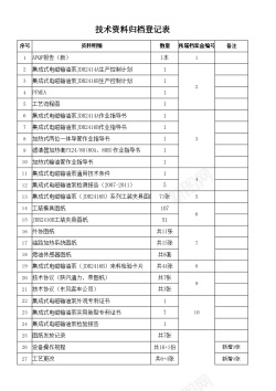 归档技术资料归档登记表