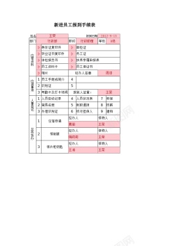 免扣背景图员工报到手续表