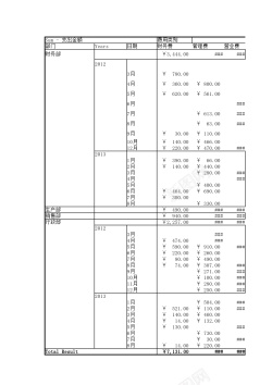 日常费用年结算表