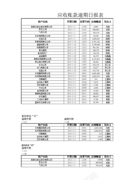 男女同款应收账款逾期日报表