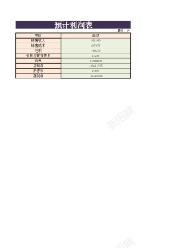 免扣背景图预计利润表