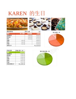 聚会卡片聚会预算管理Excel图表模板