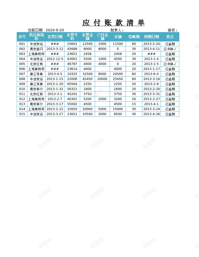 应付账款管理办公Excel_88icon https://88icon.com 应付 管理 账款