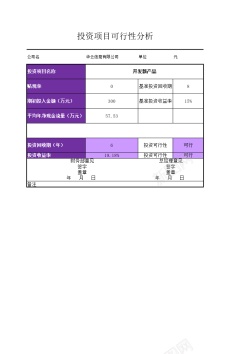 模型屋投资静态指标评价模型